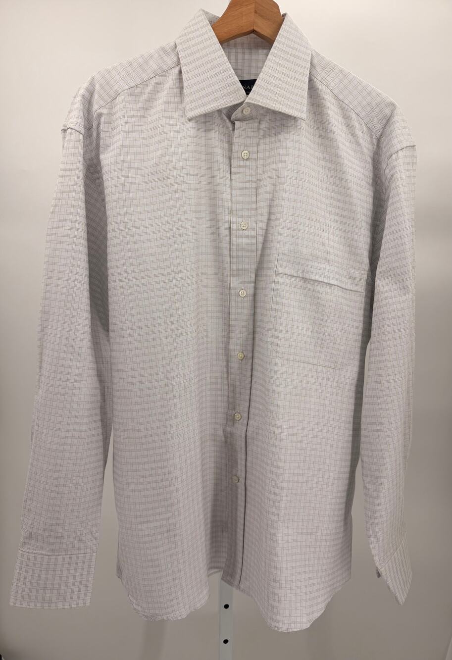 Canali Men’s Long Sleeve Dress Shirt 100% Cotton Made in Italy Plaid XL